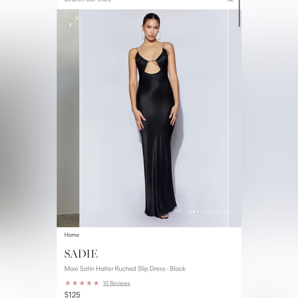 Maxi Satin Halter Ruched Slip Dress